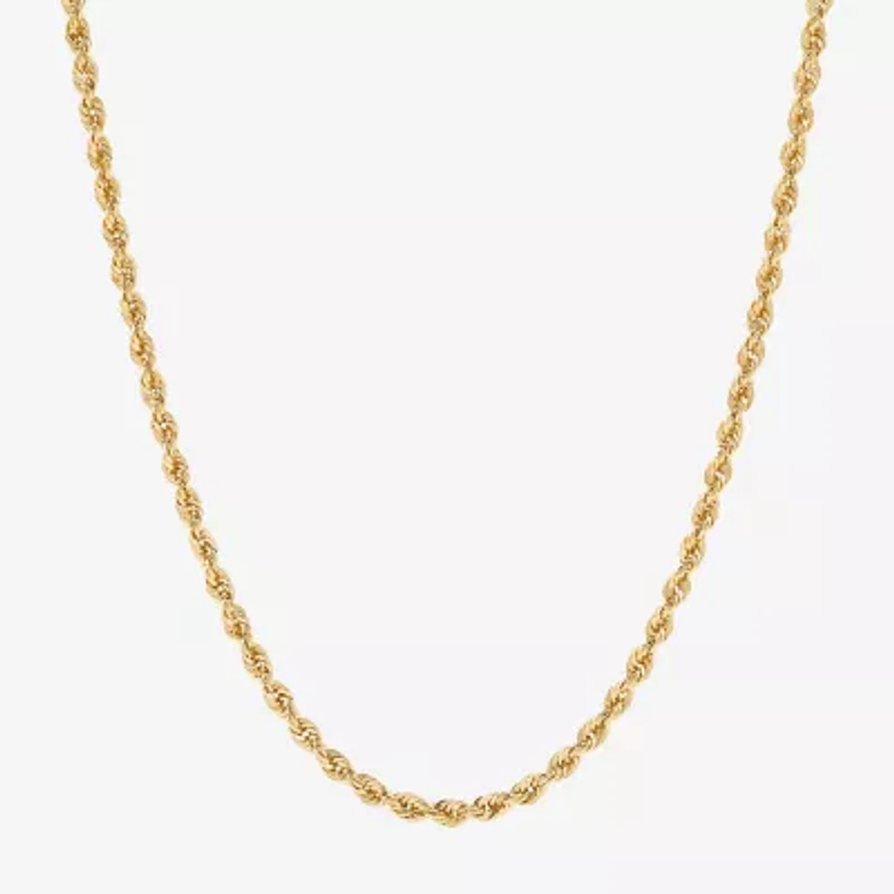 14K Gold 16 - 30 Inch Semi-Solid Sparkle Rope Chain Necklace