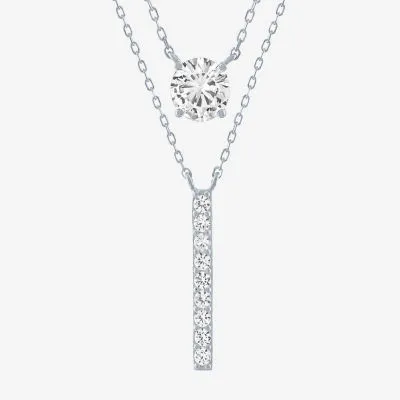 Yes Womens Lab Created White Sapphire 2-pc. Pendant Necklace Set