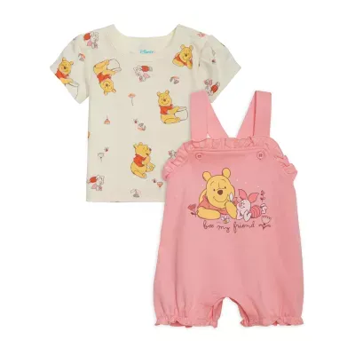 Disney Baby Girls 2-pc. Winnie The Pooh Shortall Set