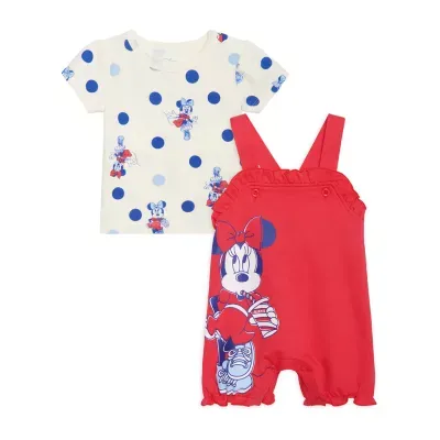 Baby Girls 2-pc. Minnie Mouse Shortall Set