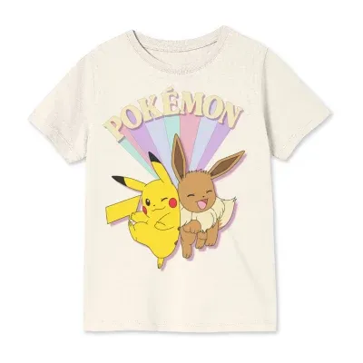 Little & Big Girls Crew Neck Short Sleeve Pokemon Graphic T-Shirt