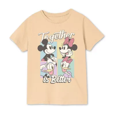 Little & Big Girls Crew Neck Short Sleeve Mickey and Friends Graphic T-Shirt