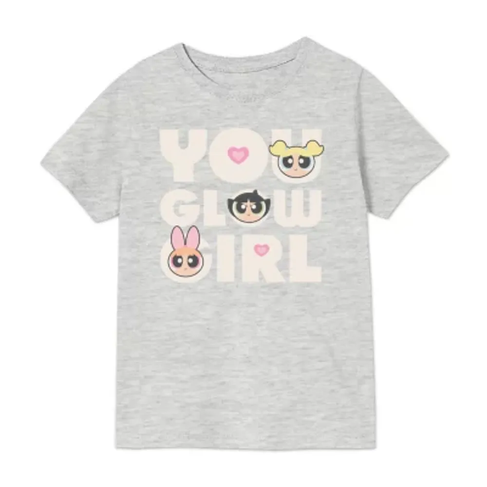 Little & Big Girls Crew Neck Short Sleeve Powerpuff Graphic T-Shirt