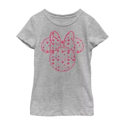 Disney Collection Little & Big Girls Crew Neck Short Sleeve Mickey and Friends Mouse Minnie Graphic T-Shirt