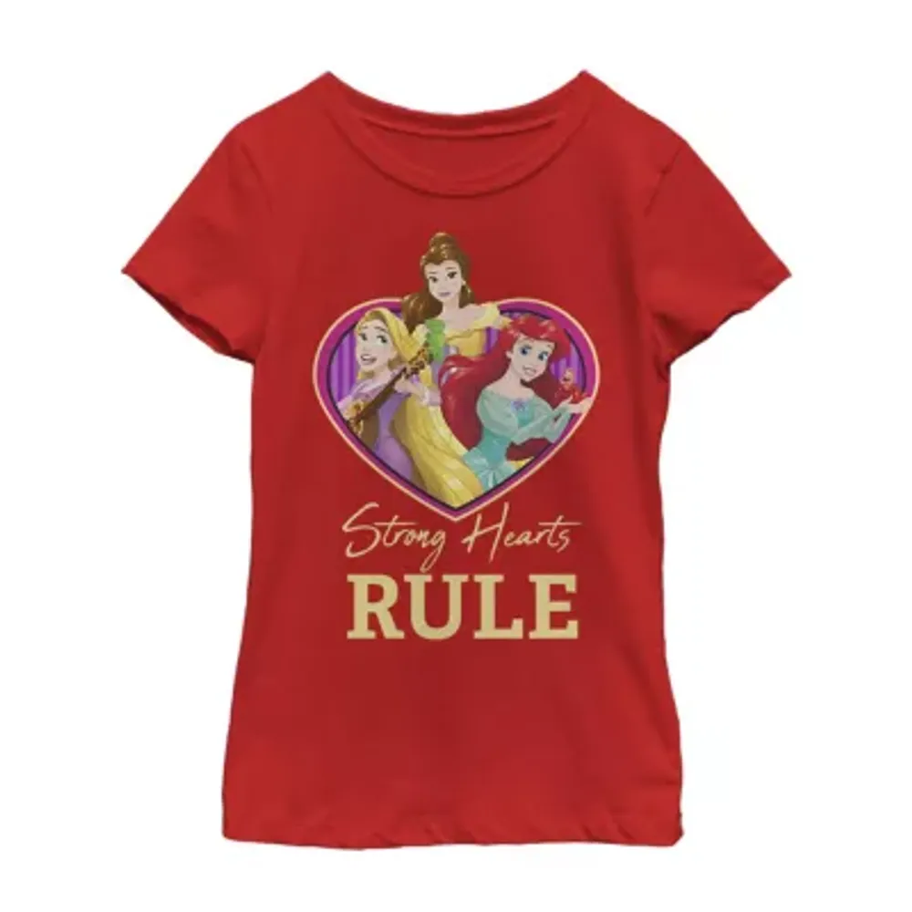 Disney Collection Little & Big Girls Crew Neck Short Sleeve Princess Graphic T-Shirt