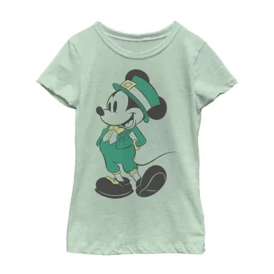 Disney Collection Little & Big Girls Crew Neck Short Sleeve Mickey and Friends Mouse Graphic T-Shirt