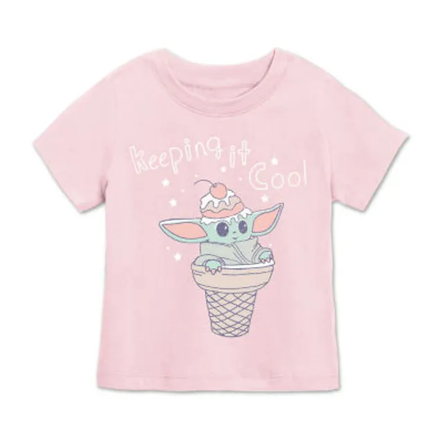 Disney Collection The Child Little & Big Girls Crew Neck Star Wars Short  Sleeve Graphic T-Shirt
