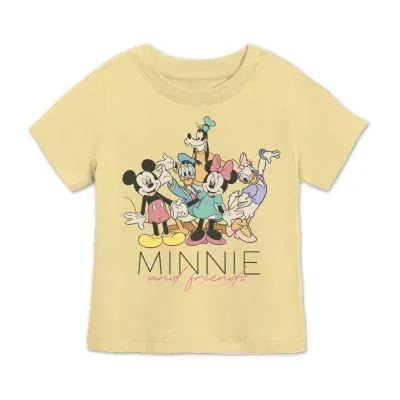 Disney Collection Little & Big Girls Crew Neck Short Sleeve Mickey and Friends Graphic T-Shirt