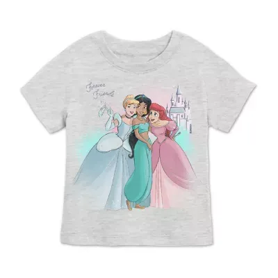 Disney Collection Little & Big Girls Crew Neck Short Sleeve Princess Graphic T-Shirt