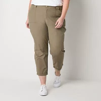 Liz Claiborne Plus Womens Mid Rise Regular Fit Cropped Pant