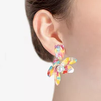 Bijoux Bar Gold Tone Womens Simulated Pearl Flower Hypoallergenic Drop Earrings