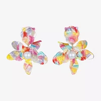 Bijoux Bar Gold Tone Womens Simulated Pearl Flower Hypoallergenic Drop Earrings