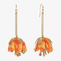 Bijoux Bar Gold Tone Stainless Steel Flower Drop Earrings