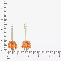 Bijoux Bar Gold Tone Stainless Steel Flower Drop Earrings