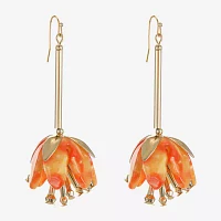 Bijoux Bar Gold Tone Stainless Steel Flower Drop Earrings