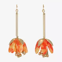 Bijoux Bar Gold Tone Stainless Steel Flower Drop Earrings