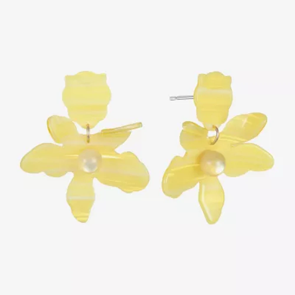 Bijoux Bar Gold Tone Womens Flower Hypoallergenic Drop Earrings