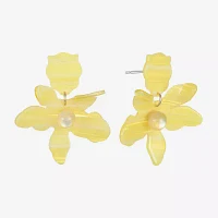 Bijoux Bar Gold Tone Womens Flower Hypoallergenic Drop Earrings