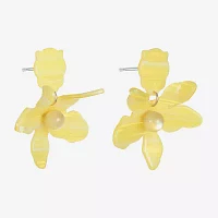 Bijoux Bar Gold Tone Womens Flower Hypoallergenic Drop Earrings