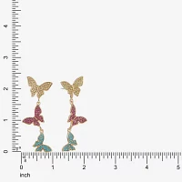 Bijoux Bar Gold Tone Glass Butterfly Drop Earrings