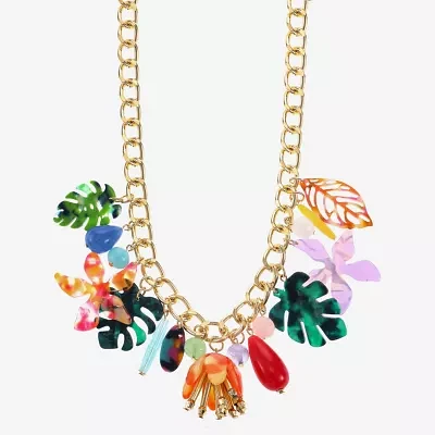 Bijoux Bar Gold Tone Curb Flower Statement Necklace