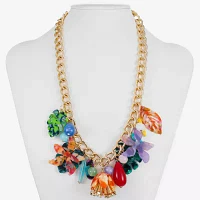 Bijoux Bar Gold Tone Curb Flower Statement Necklace