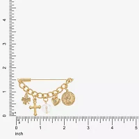 Bijoux Bar Gold Tone Clover Cross Heart Brooch