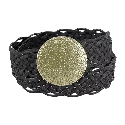 JS Jessica Simpson 2in Braid Hammred Plaque Womens Belt