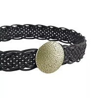 JS Jessica Simpson 2in Braid Hammred Plaque Womens Belt