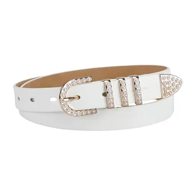 JS Jessica Simpson 1.5in Pearl Bridal 3pc Womens Belt