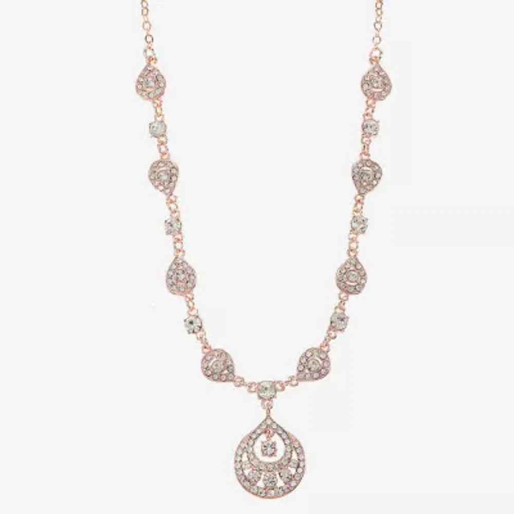 Monet Jewelry Rose Tone Womens Glass Zinc Pendant Necklaces