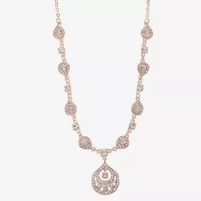 Monet Jewelry Rose Tone Womens Glass Zinc Pendant Necklaces