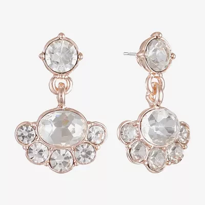 Monet Jewelry Rose Tone Glass Drop Earrings