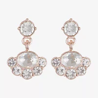 Monet Jewelry Rose Tone Glass Drop Earrings