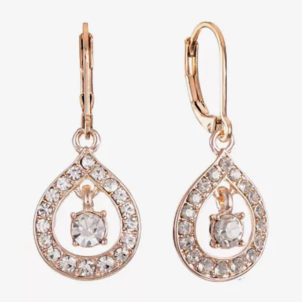 Monet Jewelry Rose Tone Womens Glass Drop Earrings