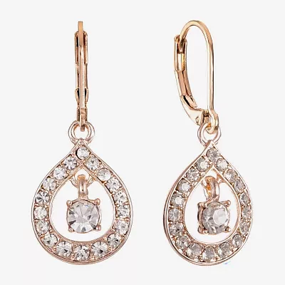 Monet Jewelry Rose Tone Womens Glass Drop Earrings