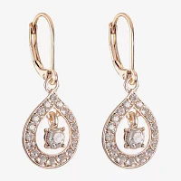 Monet Jewelry Rose Tone Womens Glass Drop Earrings