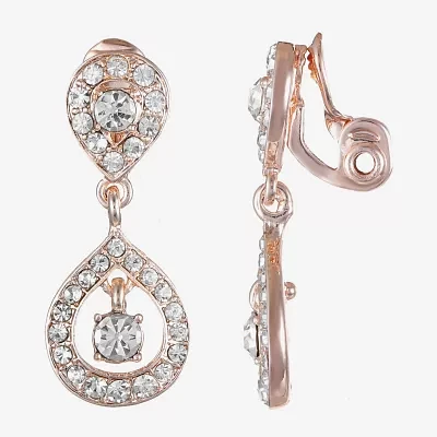Monet Jewelry Rose Tone Glass Clip On Earrings