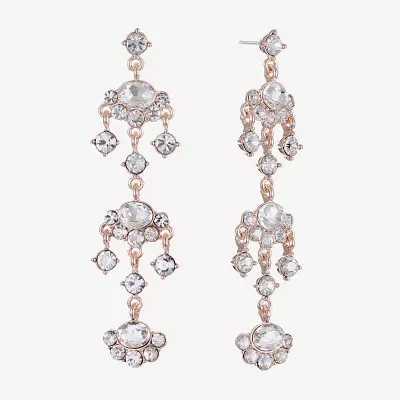 Monet Jewelry Rose Tone Glass Chandelier Earrings