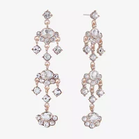 Monet Jewelry Rose Tone Glass Chandelier Earrings