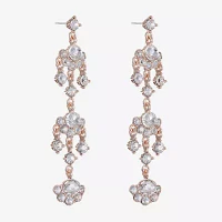 Monet Jewelry Rose Tone Glass Chandelier Earrings