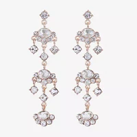 Monet Jewelry Rose Tone Glass Chandelier Earrings