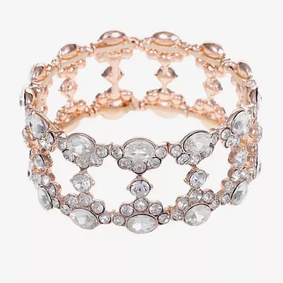Monet Jewelry Rose Tone Glass Stretch Bracelet