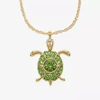 Monet Jewelry Gold Tone Turtle Womens Green Glass Zinc Pendant Necklaces