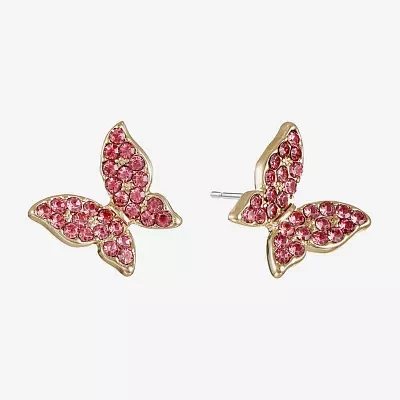 Monet Jewelry Gold Tone Glass 13mm Butterfly Stud Earrings