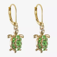 Monet Jewelry Gold Tone Turtle Glass Drop Earrings