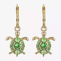 Monet Jewelry Gold Tone Turtle Glass Drop Earrings