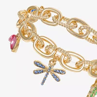 Monet Jewelry Gold Tone Turtle Dragonfly Ladybug Glass Link Charm Bracelet