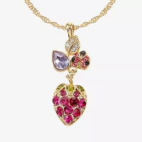 Monet Jewelry Gold Tone Strawberry Ladybug Glass 17 Inch Rope Pendant Necklace