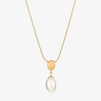 Monet Jewelry Gold Tone Simulated Pearl 17 Inch Snake Oval Pendant Necklace